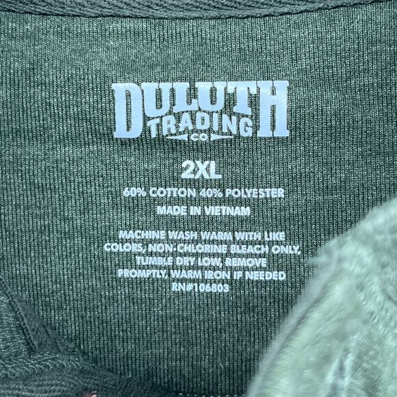 DULUTH TRADING Shirt Mens 2XL Waffle Thermal Mock Henley Cotton Blend Green - Picture 9 of 12